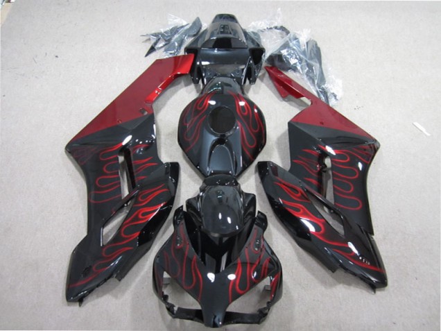 CBR 1000 RR 2004-2005 Motorrad Verkleidung - Schwarz rote Flamme