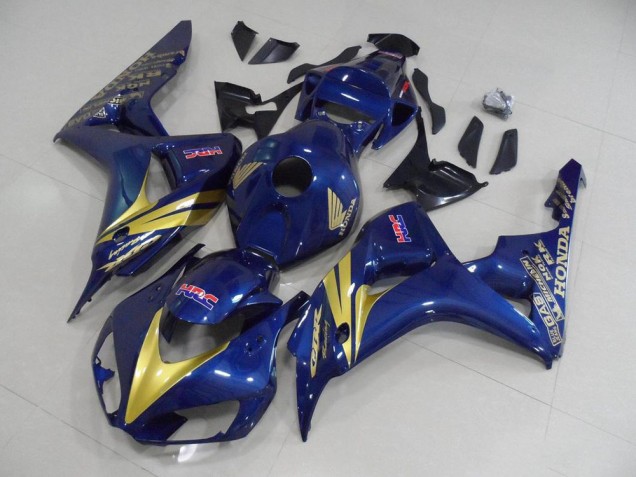 CBR 1000 RR 2006-2007 Motorrad Verkleidungen - Dunkel blau mit goldenen Streifen