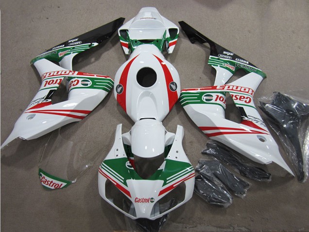 CBR 1000 RR 2006-2007 Motorrad Verkleidungen - Weiß Grün Rot Castrol