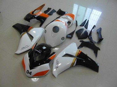 CBR 1000 RR 2008-2011 Motorrad Verkleidungen - Weiß Und Schwarz Und Orange Rennen