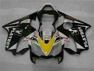 CBR 600 F4i 2001-2003 Motorrad Verkleidungen - Gelb Silber Schwarz Playboy