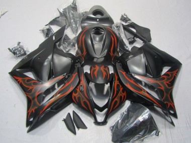 CBR 600 RR 2009-2012 Motorrad Verkleidungen - Schwarz Orange Flamme