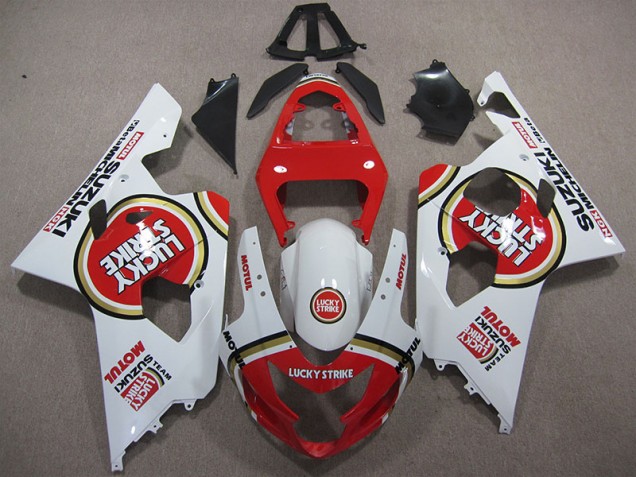 GSXR 600 K4 2004-2005 Motorrad Verkleidungen - Rot Weiß Lucky Strike Motul